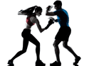 solouette of girl and trainer sparing
